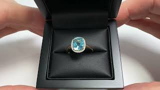 LFRD445BT Petite Blue Topaz amp Diamond Cushion Cut Ring 9k Gold [upl. by Kcin]