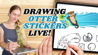 Procreate Sticker Design LIVESTREAM  Creating my new OTTER sticker collection [upl. by Ciprian]