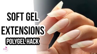 How to Soft Gel Nail Extensions  Polygel Hack [upl. by Blaire430]