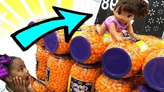 Baby Doll Goes Shopping Pretend Play Toy Food [upl. by Sucramal881]