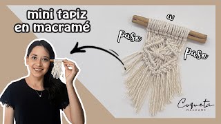 Tutorial mini tapiz en macrame con diseño de rombo PASO A PASO 44 [upl. by Slayton]