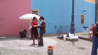 Tango dancing at Caminito La Boca Buenos Aires Argentina 2004 [upl. by Mmada]