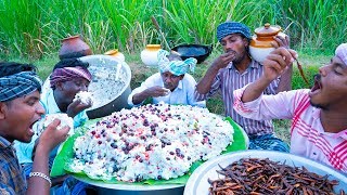 CURD RICE with Mango Pickle Lemon Pickle and Sun Dried Curd Chillies  Summer Healthy Village Food [upl. by Alleinad]