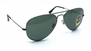 RayBan RB3025 Aviator Classic Sunglasses Gunmetal Green Classic G15 Lenses 58mm W0879 5814 [upl. by Paco371]