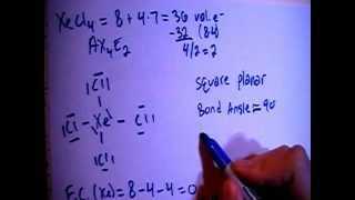 Xenon Tetrachloride XeCl4 Lewis Dot Structure [upl. by Airreis]