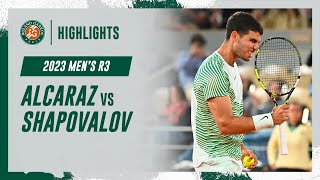 Alcaraz vs Shapovalov Round 3 Highlights  RolandGarros 2023 [upl. by Nethsa]