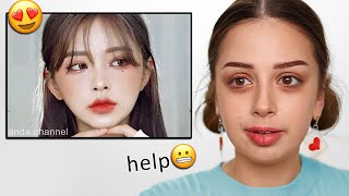 I Tried Following KOREAN Makeup Tutorial [upl. by Redd108]