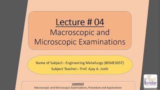 Lecture  04 Macroscopic and Microscopic Examinations [upl. by Makell]