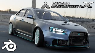 Mitsubishi Lancer Evolution X Widebody Kit Blender Animation [upl. by Wj]