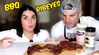 Brits Cook RIBEYE STEAK  Reverse Sear for the first time [upl. by Lleksah]