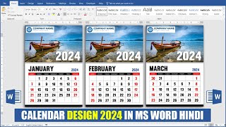 Calendar Design 2024 in Microsoft Word Hindi Tutorial  Printable Calendar in Ms Word  Design Ida [upl. by Ahsekyt]