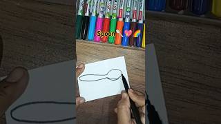 How to draw a Spoon🥄❤️🌈shortsSpoonDrawing😱drawingtutorialdrawingSatisfyingeasydrawingyoutube💖 [upl. by Amati]