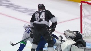 Jake DeBrusk gets caught in Darcy Kuempers pad [upl. by Nepean]