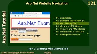 Website Navigation  Part 3  Create Web Sitemap File  Asp Net Tutorial 121 [upl. by Neelyad972]