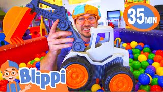 Blippi Excavates for an Excavator in Fidgets Indoor Playground  BEST OF BLIPPI TOYS [upl. by Ailecara16]