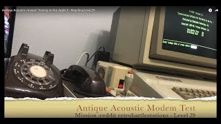 Testing an antique acoustic coupler modem for the Apple II with a dial up BBS [upl. by Nairam]