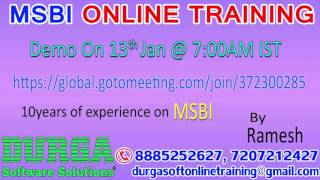 MSBI Online Training By Ramesh Demo On 13th Jan  700AM IST [upl. by Eelirak]