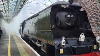 Tangmere 34067 Steam locomotive at Penrith Station [upl. by Rozalin548]