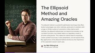 🎙️The Ellipsoid Method and Amazing Oracles （AI generated [upl. by Euqinemod]