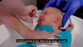 How to Swaddle Bathe an infant at home  Spanish version [upl. by Tubb]