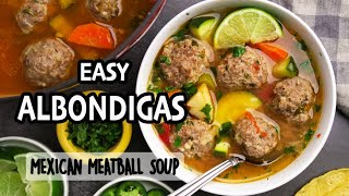 Albondigas Soup Easy Mexican Meatball Soup [upl. by Eenar850]