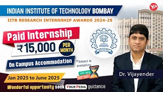 Paid Internship in IIT Bombay for Btech amp Mtech students  know all details [upl. by Ricky674]