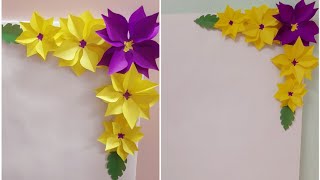 DIY Flower Decoration  Border Decoration  Paper Flowers  Home Decor Ideas  Buddys Art [upl. by Alicec]