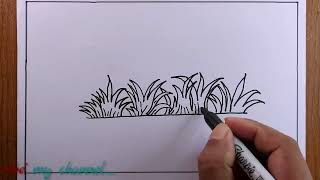 how to draw grass easy step by step grass drawing easy [upl. by Eniamsaj]