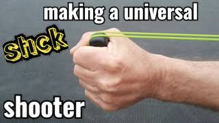 making a universal stick shooter pfs slingshot  shooting [upl. by Asilegna496]