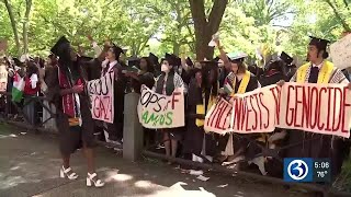 Students walk out during Yale graduation ceremony [upl. by Noitsirhc]