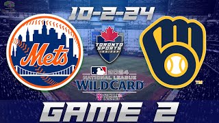 10224 New York Mets vs Milwaukee Brewers Game 2 Game Audio  MLB Playoffs LIVE Cast amp Chat [upl. by Ossy]