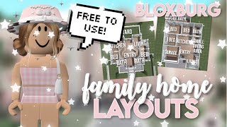 5 FREE BLOXBURG Family Home Layouts  One amp Two Story [upl. by Eiramlatsyrk]