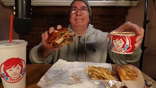 ASMR Eating Wendys Pretzel Bacon Pub Cheeseburger [upl. by Nylrebmik]