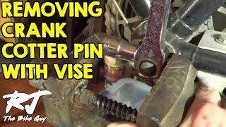 How To Remove Stuck Crank Cotter Pin With A Vise On Vintage Bike [upl. by Assyle99]