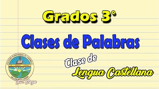 Clases de Palabras  Grado Tercero [upl. by Aisatsanna]