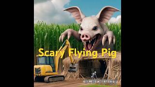 Scary Flying Pig Smashing Hut At Sugarcane Farm With backhoe monsterpig animals excavator 1076 [upl. by Tioneb171]