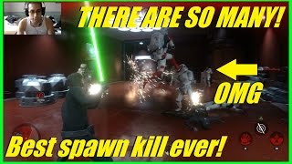 Star Wars Battlefront  Destroyed entire team with Luke  Best spawn kill spot ever Sabotage [upl. by Wilhelm]