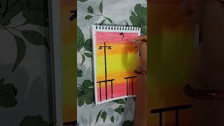 sunset drawing with oil pastel 💛🌄sunset evening drawing oilpastel shorts short trending [upl. by Ena681]