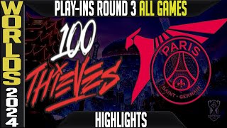 100 vs PSG Highlights ALL GAMES  Worlds 2024 Play Ins Round 3  100 Thieves vs PSG Talon [upl. by Aurilia]