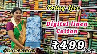 ORDER TO 9500750306  DIGITAL LINEN COTTON SAREES JUST ₹499 Only [upl. by Ahsieyk962]