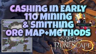 Cashing in Early 110 Mining and Smithing  Ore Map  Methods  Selling  Runescape 3 [upl. by Micaela]