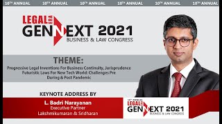 GENNEXT 2021  BUSINESS amp LAW CONGRESS  Keynote Address by L Badri Narayanan [upl. by Eibo]