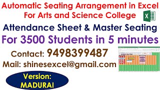 How to create automatic seating plan and attendance sheet in MS Excel for Arts and Science College [upl. by Hershell351]