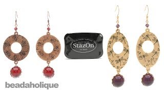 How to Use StazOn Ink and Rubber Stamps in Jewelry amp Make Earrings [upl. by Tarttan]