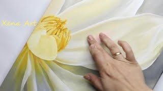 White Magnolia Flower  Acrylic Painting Step by Step 216 [upl. by Babs]