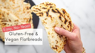 Tender amp Flaky Gluten Free Vegan Flatbreads NoYeast Naan Breads [upl. by Nazar171]