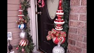 Outdoor Christmas Decor  Large Topiary and Large Gift Box idea [upl. by Horsey]