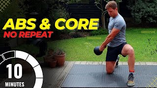 10 minutes Abs and Core Kettlebell Workout  No Repeat [upl. by Arymat]