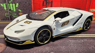 Highly detailed Lamborghini Centenario with lights and sound  124 scale by Mini Auto  Unboxing [upl. by Yrdua205]