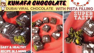 Chocolate घर पर 😃🔴 । Dubai viral kunafa chocolate making at home ✅  5 mins recipe Pista recipe [upl. by Stauder]